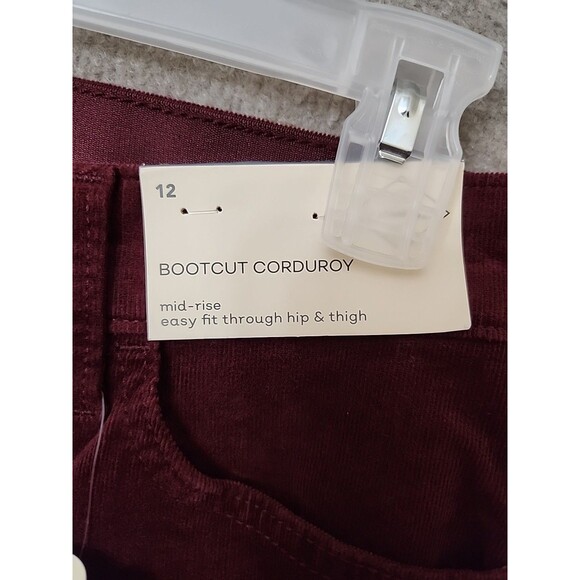 St Johns Bay Bootcut Corduroy Pants Womens 12 Burgundy Slimming Stretch NEW - Picture 6 of 13